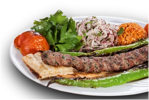Donervlees, frites, salade, wrap en een saus naar keuze